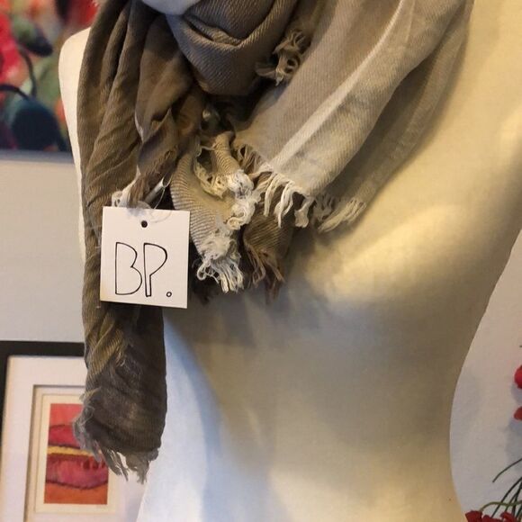 NWT BP Ivory Multicolored Fringe Scarf - Picture 2 of 5